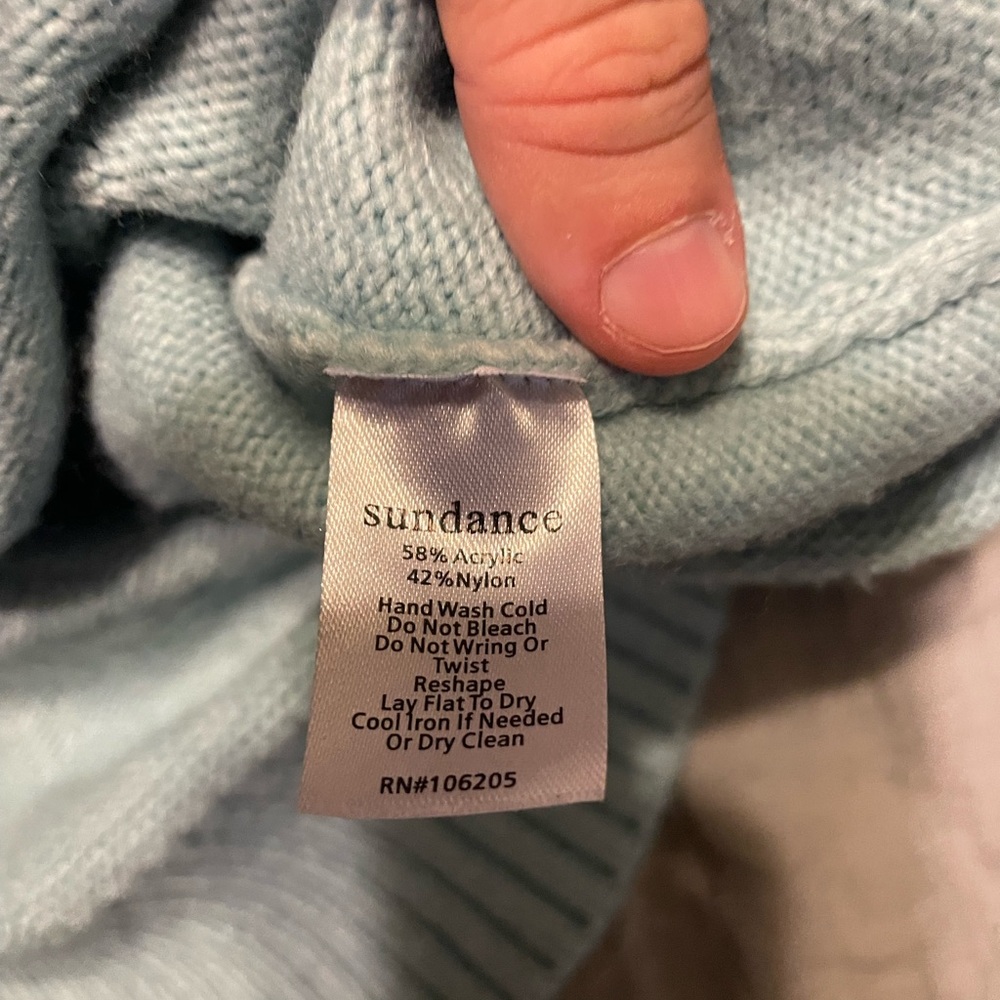 Sundance Light Blue Sweet‎ Snowflake Turtleneck Sweater XS - Picture 5 of 5